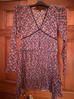 The Kooples Multicolor Floral Long Sleeve Mini Dress